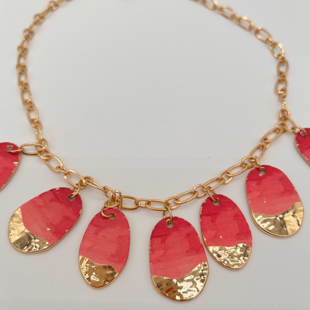 NWOT 🥀 18" Pink & Gold Teardrop Necklace w/ 4" Extender Women's Time And Tru - Picture 6 of 6